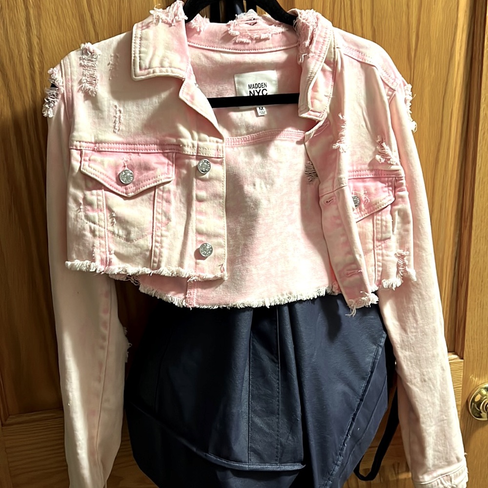 Pink Madden NYC cropped denim jacket